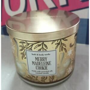 BBW Merry Madeleine Cookie Large 3 Wick Candle Holiday Christmas Home Fragrance